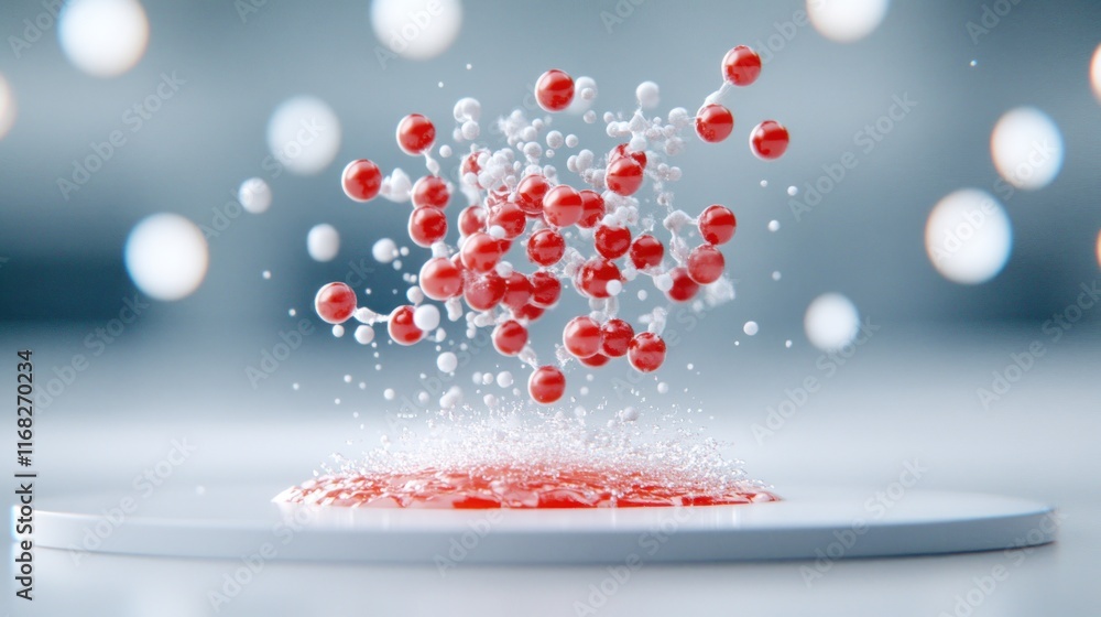 Aufkleber abstract representation of molecular structures in a liquid medium.