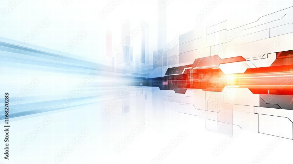 Aufkleber Abstract digital design with light streaks and futuristic elements.