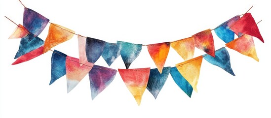 Watercolor bunting flags string decoration.