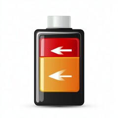 Obraz premium Battery icon with charging indicators showing energy levels and arrow direction for power transfer and energy flow