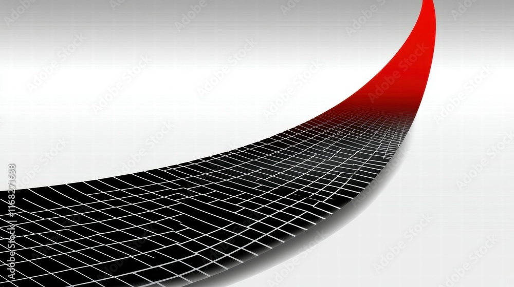 Poster Abstract design featuring a curved grid transitioning from black to red.
