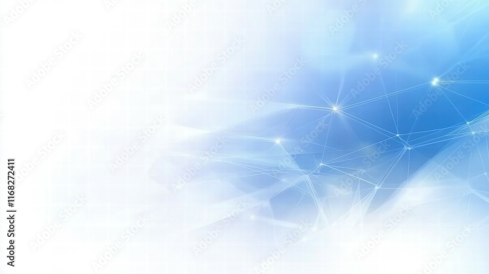 Poster abstract blue background with geometric shapes and light effects.