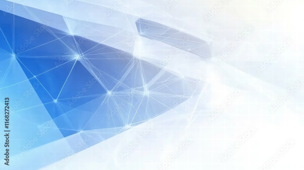 Aufkleber abstract blue geometric design with connected lines and light effects.