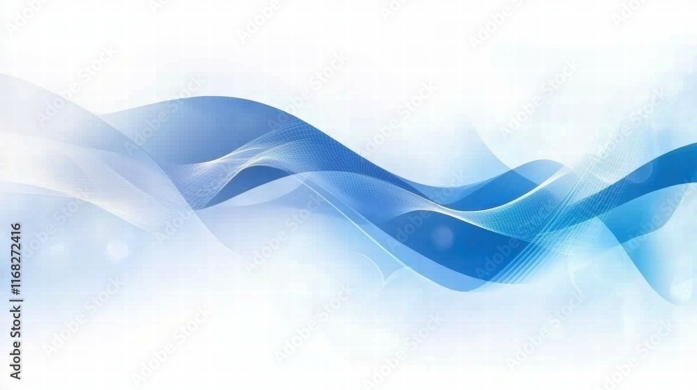Poster Abstract blue wave design with soft gradients and light effects for digital backgrounds.