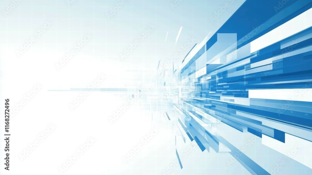 Poster Abstract blue lines and shapes creating a sense of motion and depth.