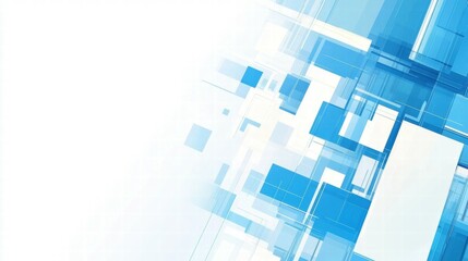 Fototapeta premium Abstract blue geometric design with layered shapes and gradients.