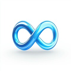 Glossy Blue Infinity Symbol on Bright Background Representing Endless Possibilities and Continuity in Design