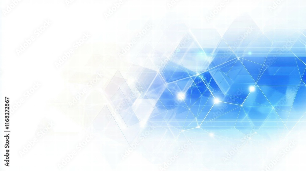 Poster abstract blue geometric background with light effects for digital design.