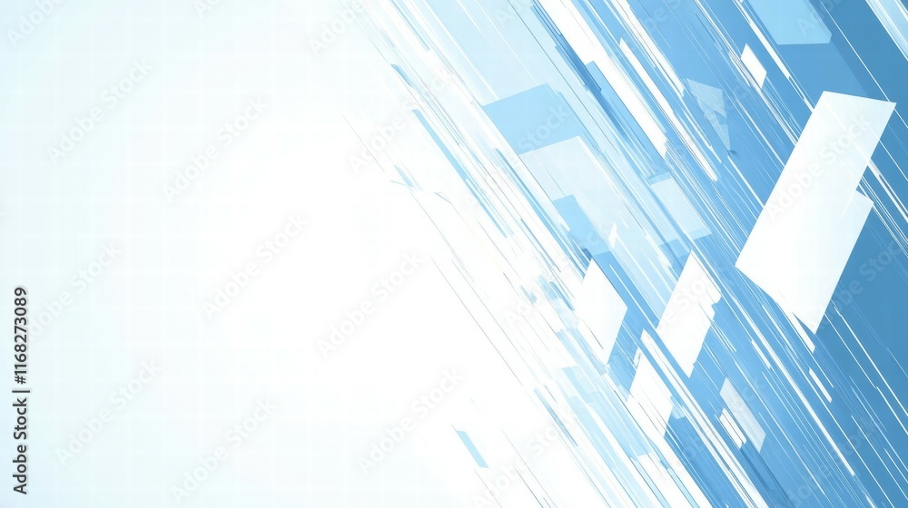 Poster Abstract blue background with diagonal lines and shapes, suitable for digital designs.