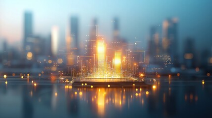 Obraz premium Ai chip revolutionizing technology urban landscape closeup image futuristic environment high-definition perspective innovation concept