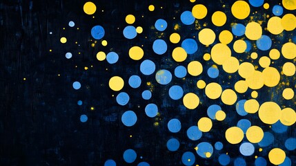 Abstract Blue Yellow Circle Painting On Dark Background