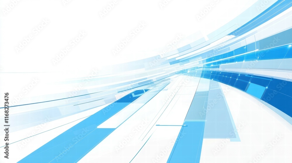 Aufkleber abstract blue and white graphic design with dynamic lines and shapes.