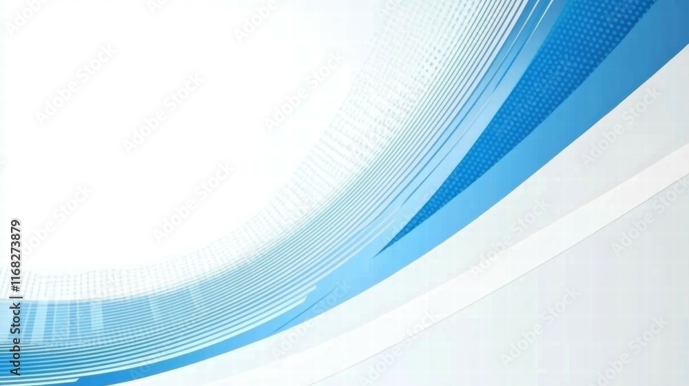 Aufkleber Abstract blue and white graphic design with curved lines and digital elements.
