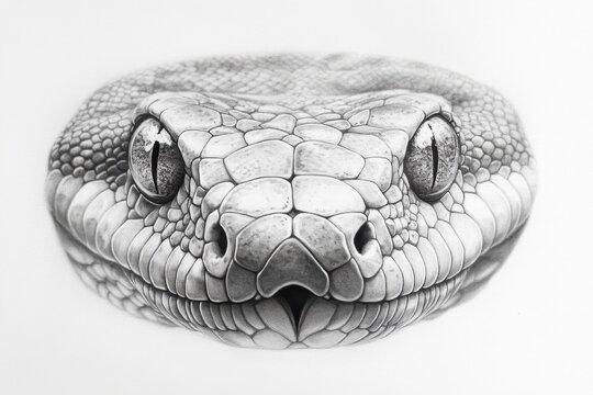 The face of a snake as a pencil drawing portrait