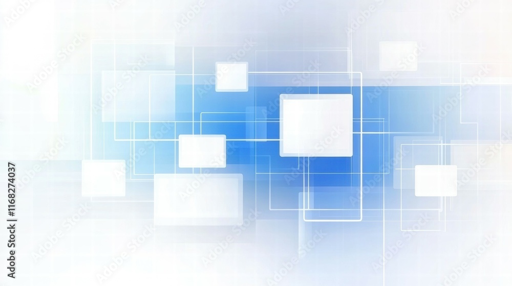 Aufkleber Abstract blue and white background with geometric shapes for digital design.