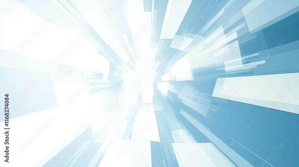 Poster Abstract blue and white background with dynamic lines suggesting movement and depth.