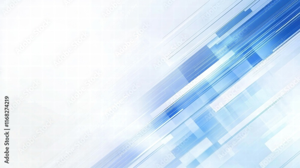Poster abstract blue and white background with diagonal lines, suitable for digital design.