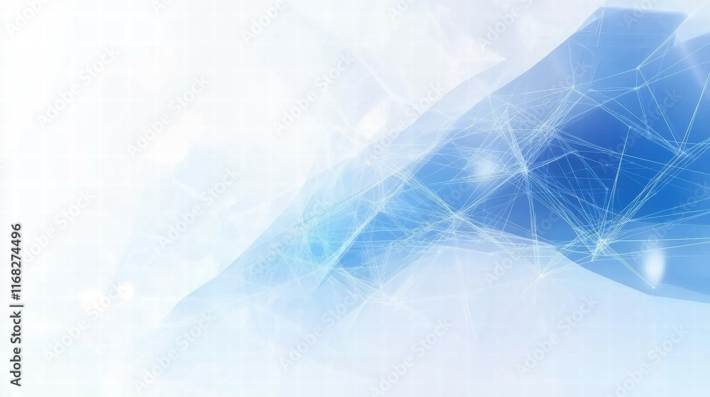 Poster Abstract blue background with interconnected lines and nodes, suggesting technology and networks.
