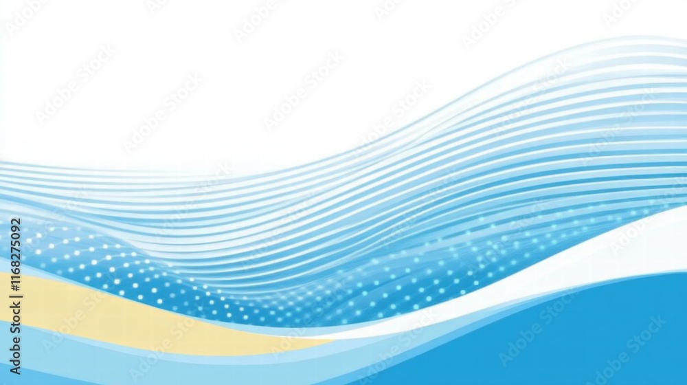 Aufkleber Abstract waves in blue tones with smooth gradients and dotted patterns.