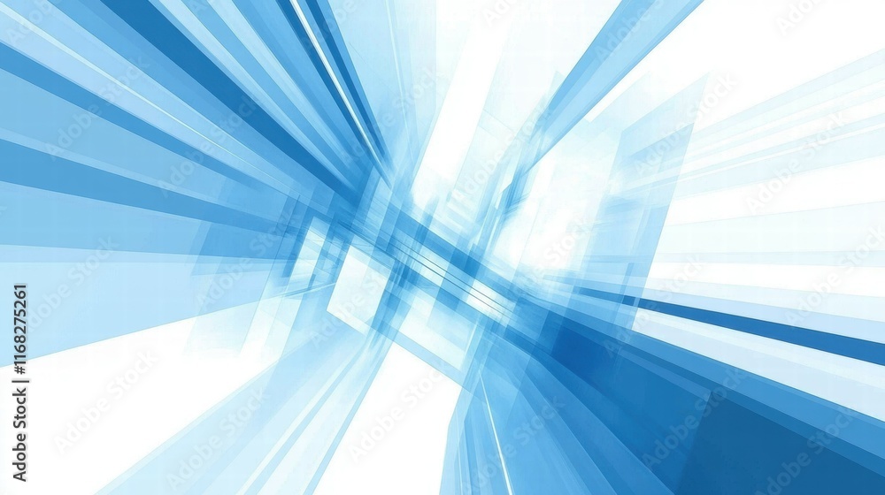 Poster Abstract blue design with dynamic lines and shapes conveying movement and technology.