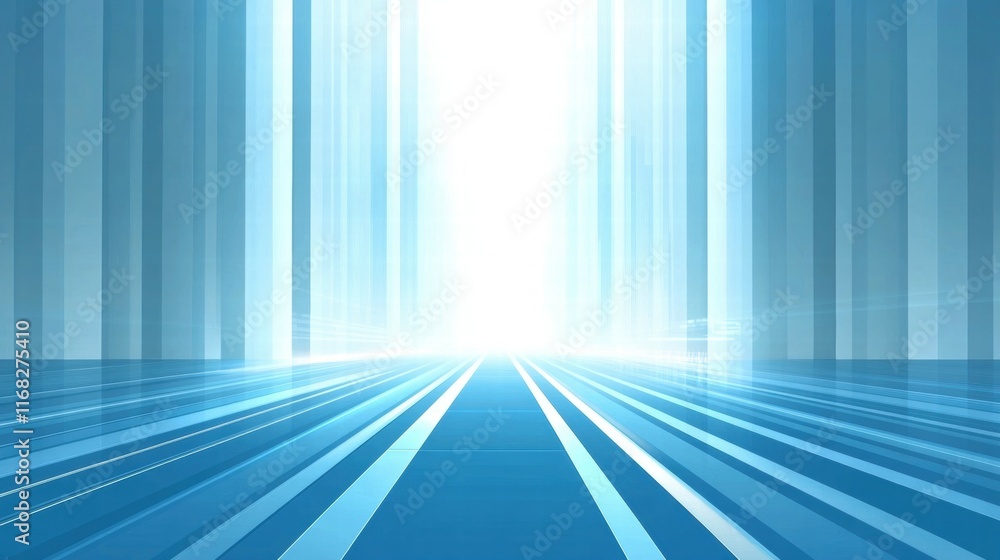 Poster Abstract blue background with light beams and lines creating a futuristic atmosphere.