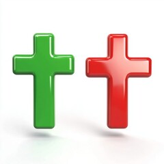 Obraz premium Colorful Green and Red Cross Symbols Representing Faith, Spirituality, and Christmas Themes for Creative Projects