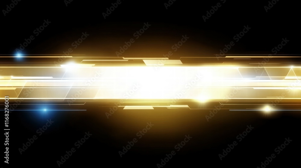 Poster a bright, abstract design featuring glowing lines and light effects on a dark background.