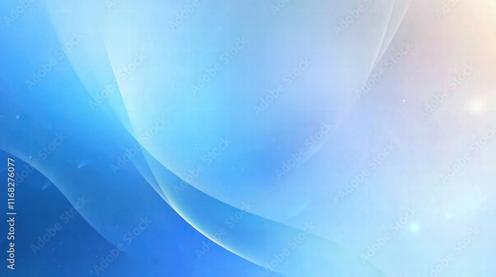 Poster Soft blue abstract background with flowing shapes and light effects.