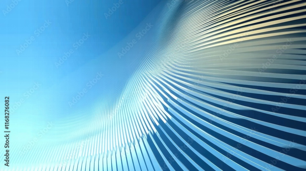 Poster Abstract blue wave design with smooth lines, creating a calming visual effect.