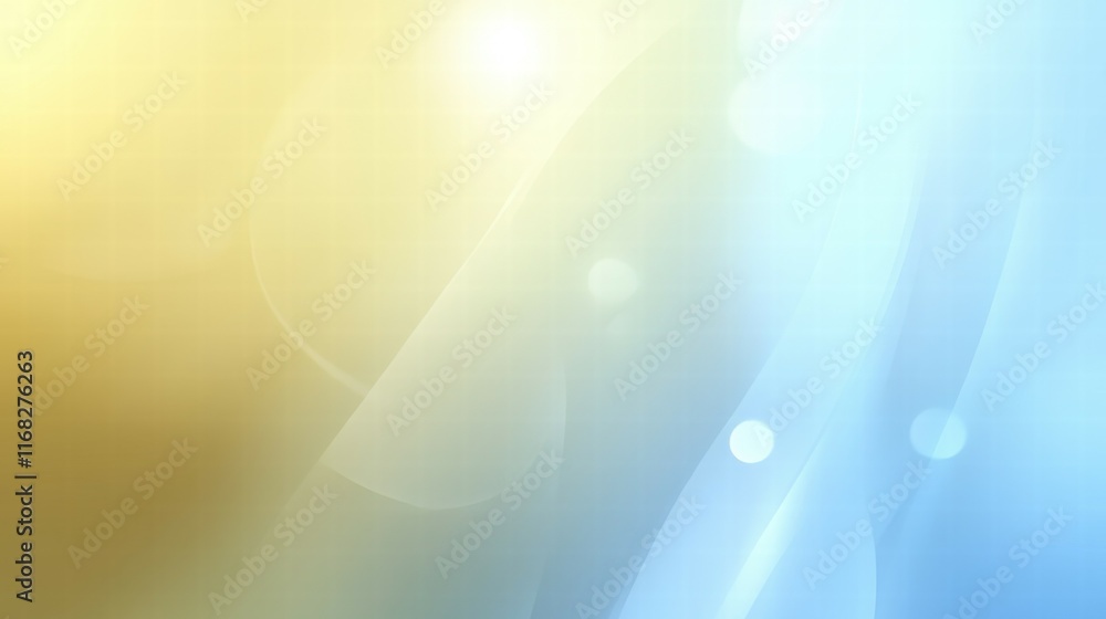 Poster a soft gradient background blending warm yellow and cool blue tones with light effects.