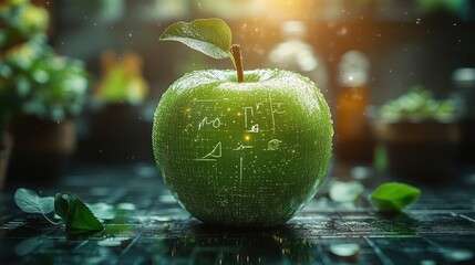 Science in Nature: A Green Apple with Equations