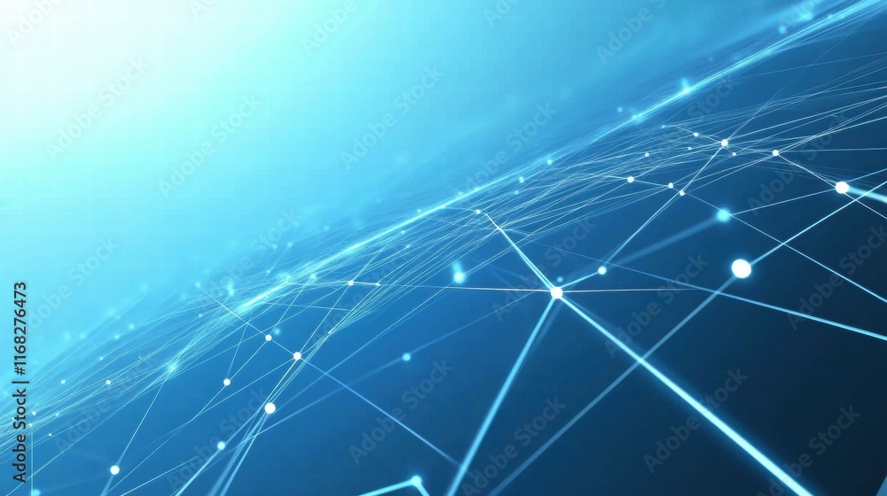 Aufkleber Abstract digital network visualization with glowing lines and nodes.