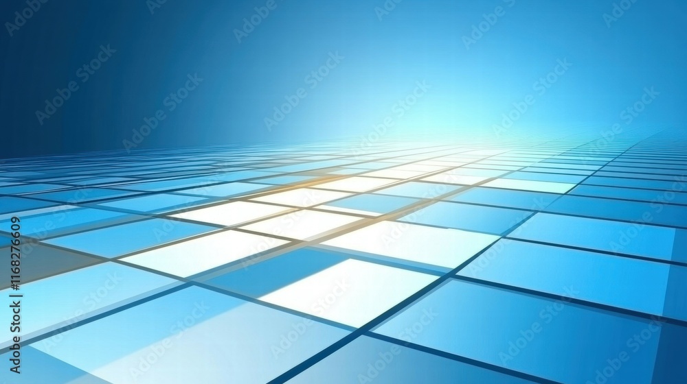 Poster Abstract blue grid pattern with a gradient effect.