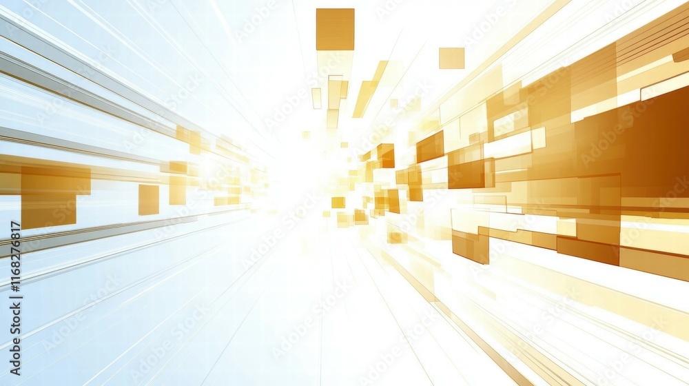 Poster Abstract digital design with bright light and geometric shapes suggesting movement and energy.