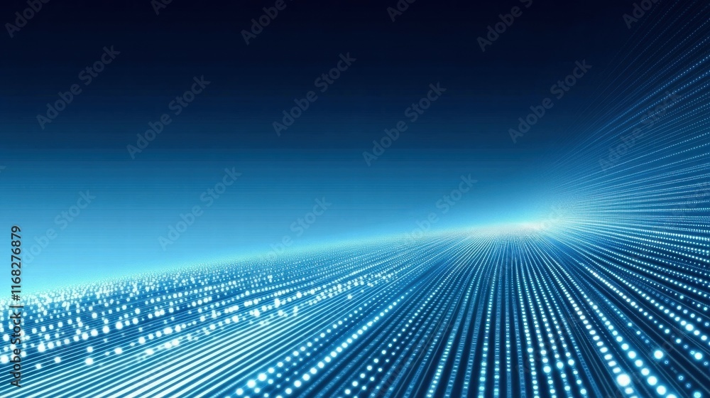 Poster Abstract digital landscape with lines and dots, suggesting speed and technology.
