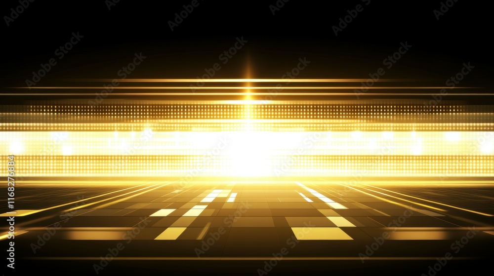 Aufkleber A glowing abstract background with light rays and geometric patterns.