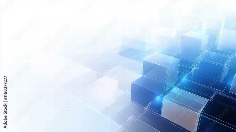 Aufkleber Abstract geometric design featuring translucent cubes and a light gradient background.