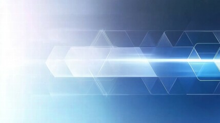 Fototapeta premium Abstract blue background with geometric shapes and light effects.