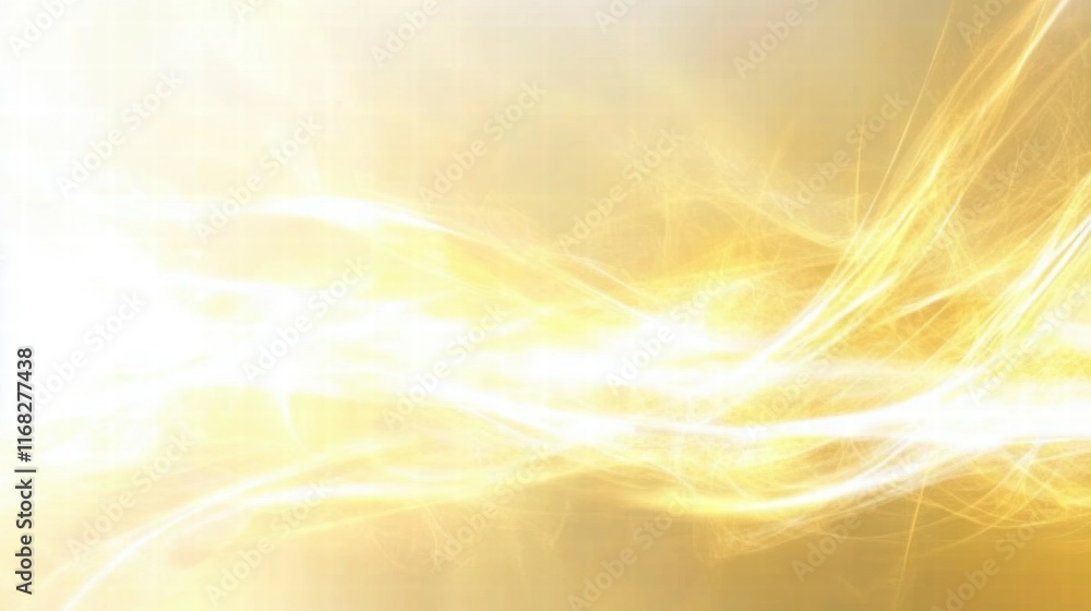 Poster Abstract golden light waves creating a dynamic, ethereal effect.