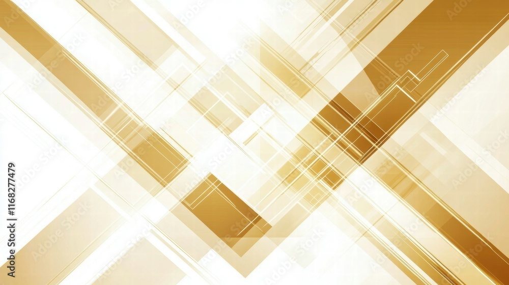 Poster Abstract golden geometric design with intersecting lines and shapes.