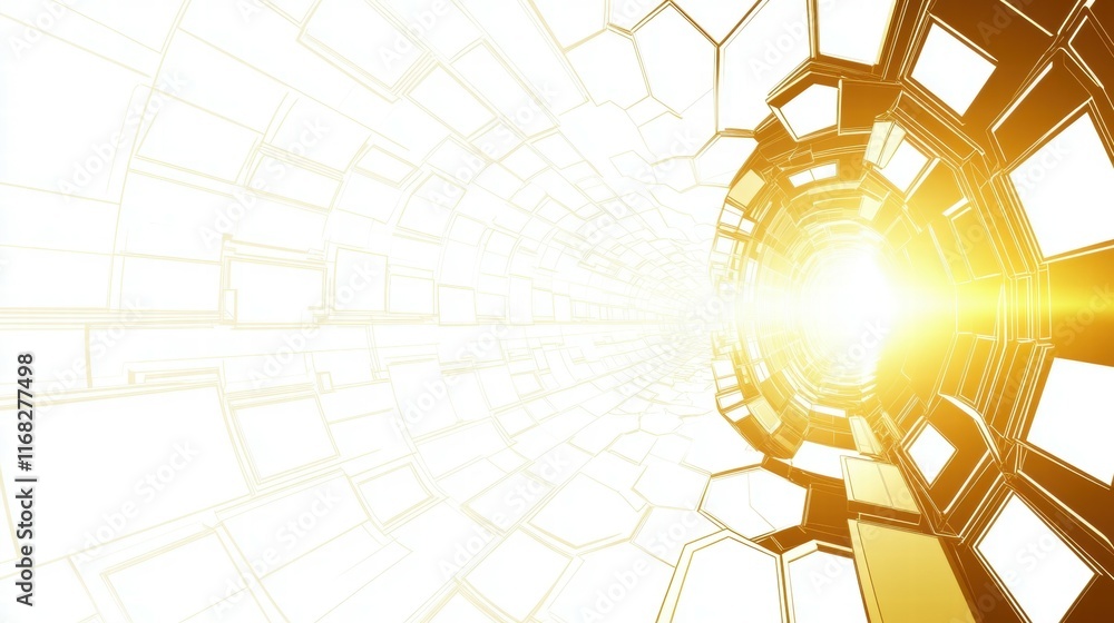 Poster Abstract tunnel with light, suggesting movement and depth in a futuristic design.