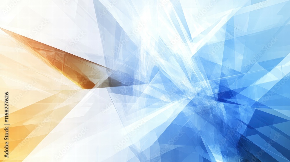Aufkleber an abstract geometric design featuring shades of blue and orange, creating a dynamic visual effect.