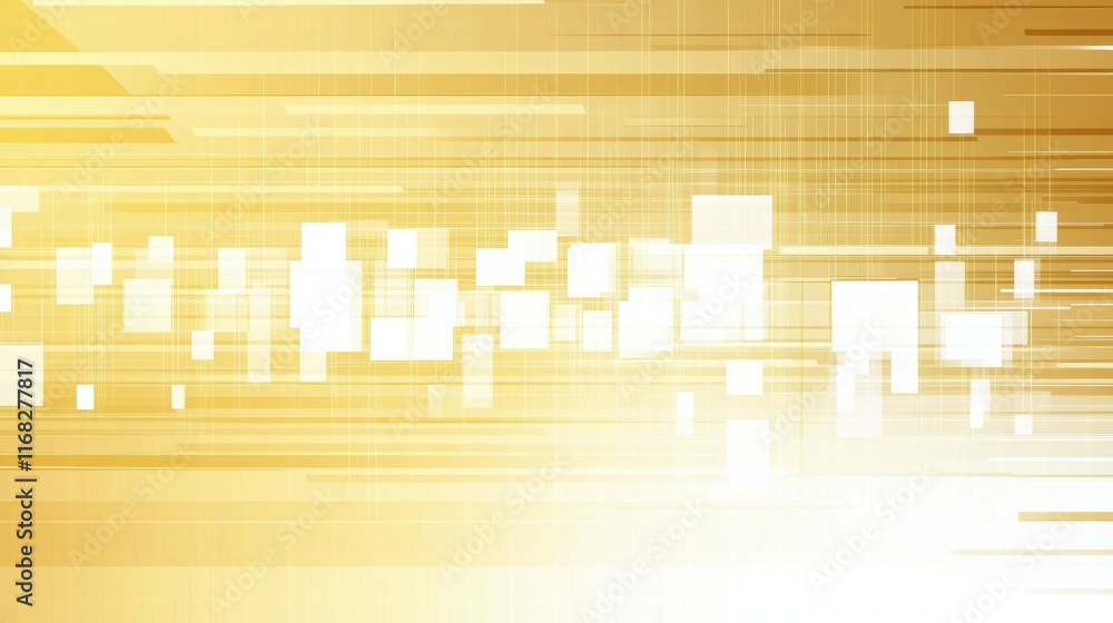 Poster abstract golden background with blurred lines and squares, ideal for digital design.