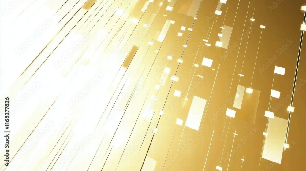 Poster Abstract golden background with vertical lines and shapes, creating a dynamic, luminous effect.