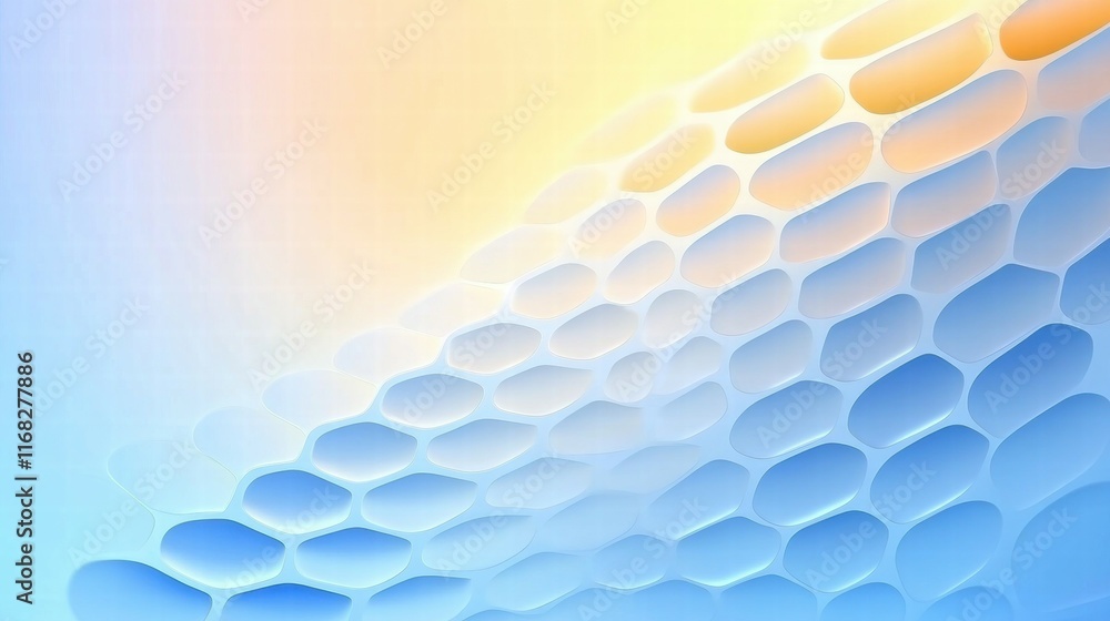 Aufkleber Abstract gradient pattern with hexagonal shapes in soft blue and orange hues.