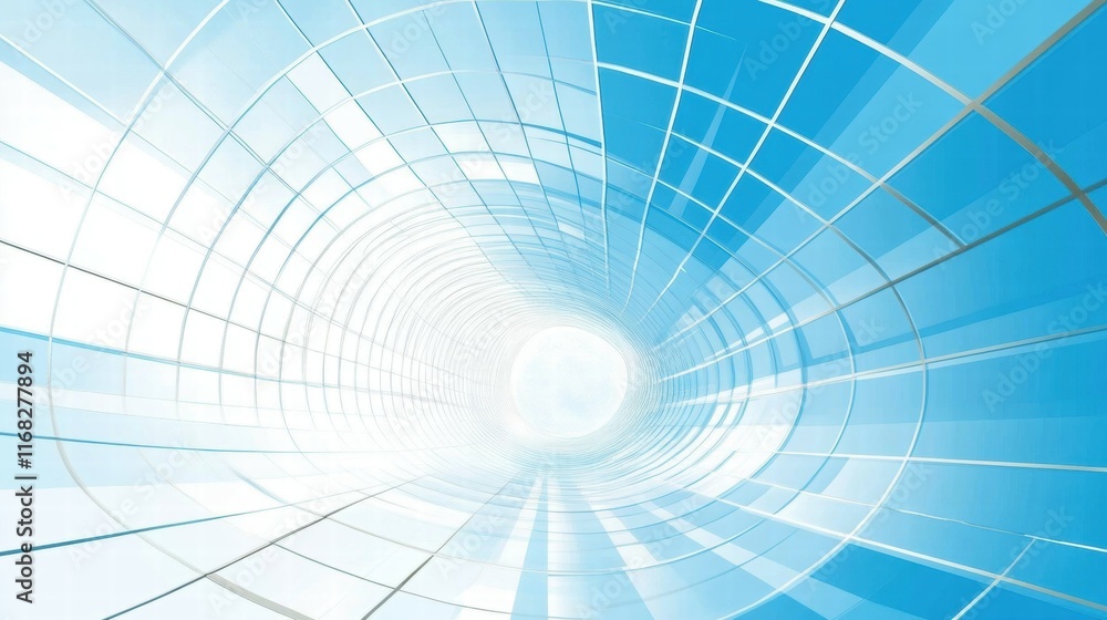 Poster a swirling blue tunnel design suggesting depth and movement.