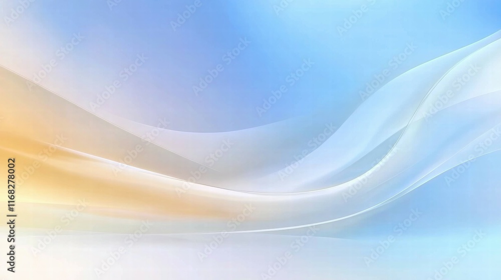 Poster Soft gradient waves in blue and orange hues create a calming, abstract background.