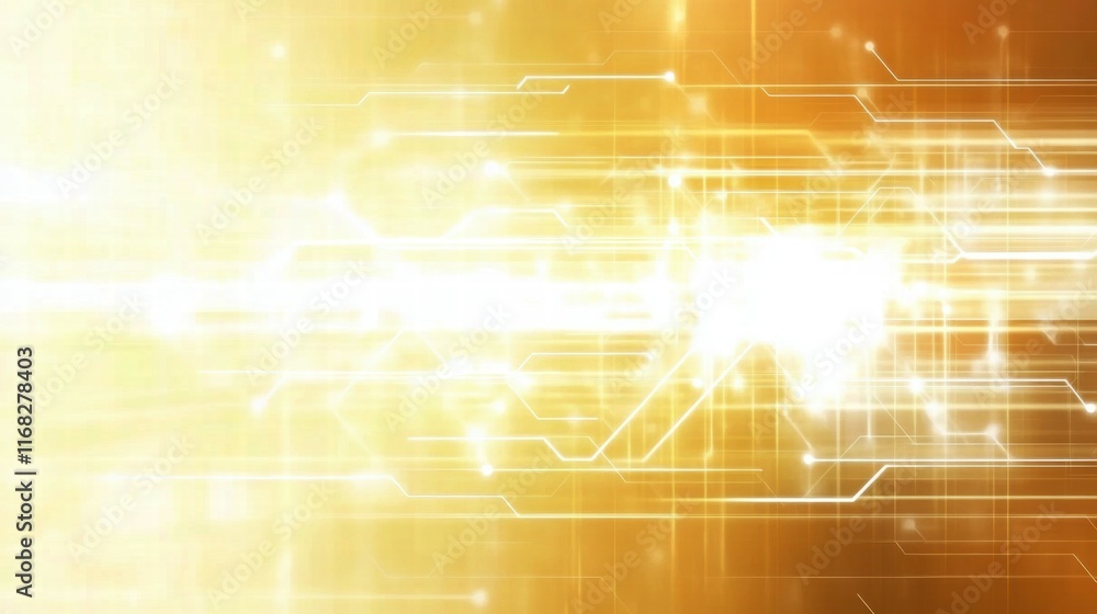 Poster Abstract digital background with glowing lines and light effects.