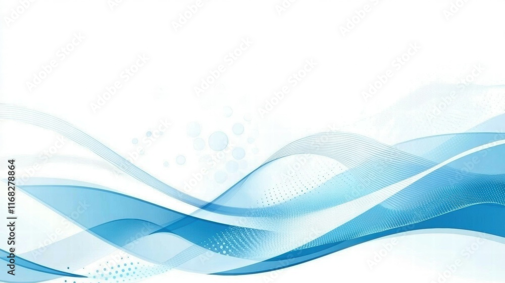 Aufkleber Abstract blue wave design with smooth curves and gradients for backgrounds or graphics.