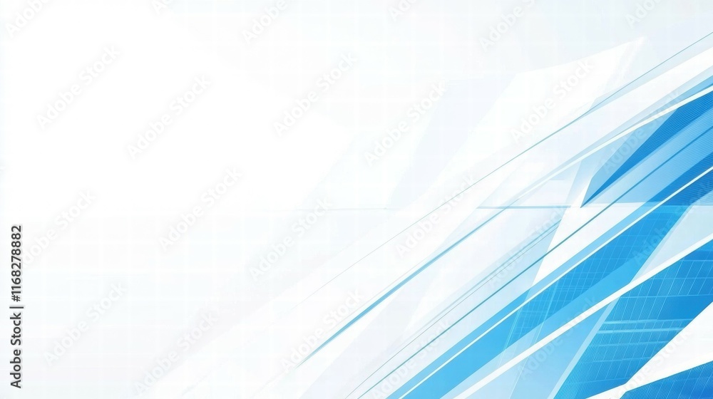 Poster Abstract blue and white background with geometric shapes and lines for graphic design use.